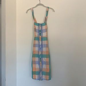 Madewell Rainbow Check Button Front MIDI Dress